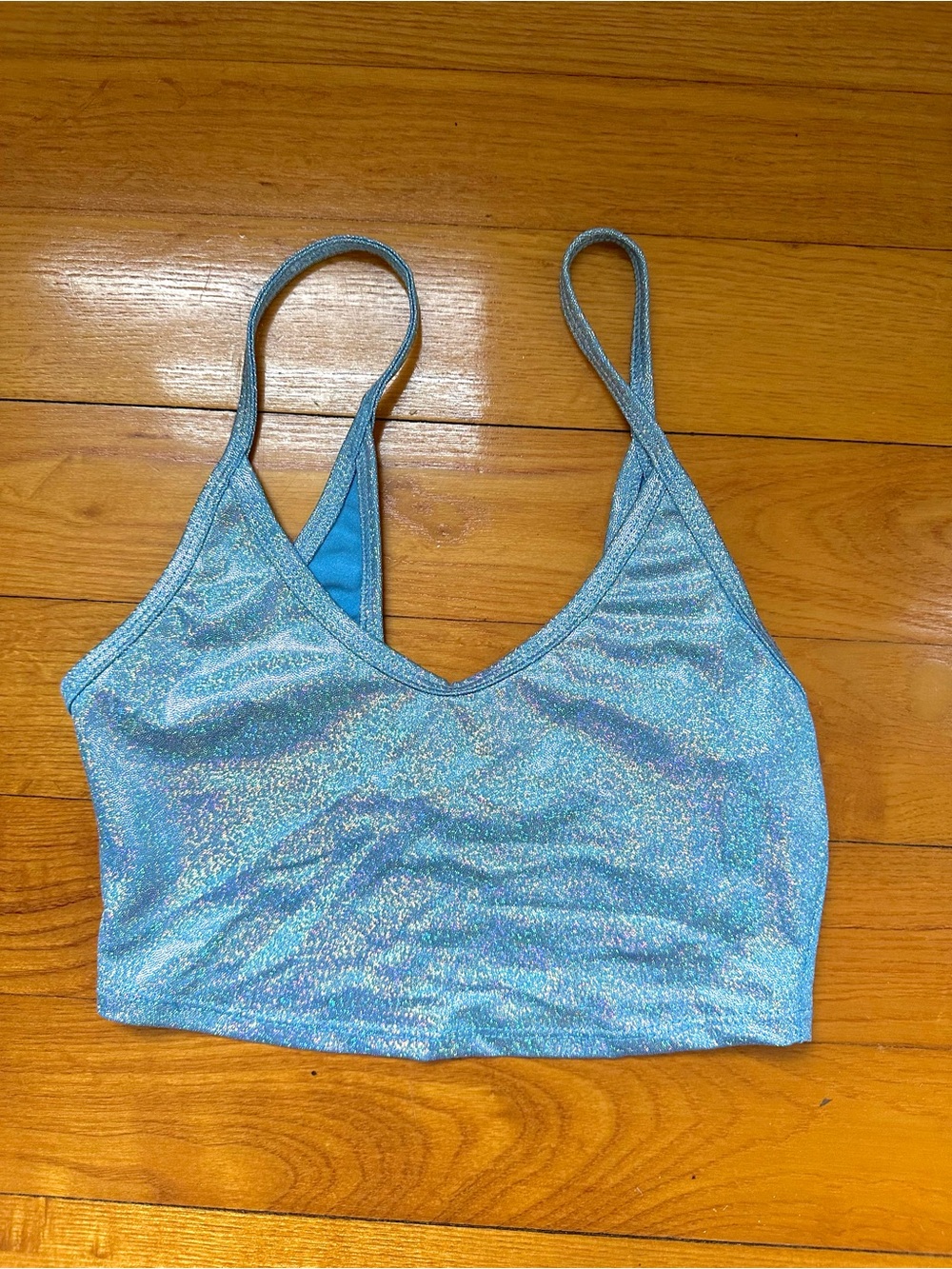 Sparkly Blue Festival Cropped Tank Top
